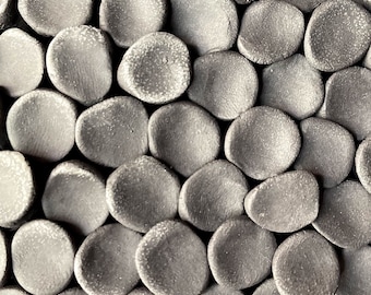 Fungi - Black Porcelain Micro Tile - Ceramic Wall Sculpture , Textured Wall Tile