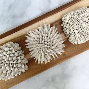 Micro Tile Trio  - Organic Ceramic Wall Art Sculpture, Texture Porcelain Tiles