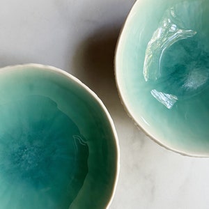 Medium Blue Geode Bowl Copper Blue , Modern Ceramic Bowl, Handmade Pottery, Gift for Her, Trinket Dish, Jewelry Dish image 4