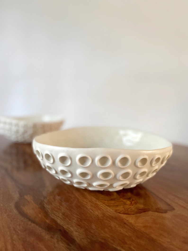 Large Snowflake White Lotus Bowl White Ceramic Bowl, Ring Dish, Trinket Dish image 1