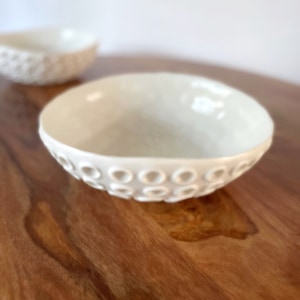Large Snowflake White Lotus Bowl White Ceramic Bowl, Ring Dish, Trinket Dish image 2