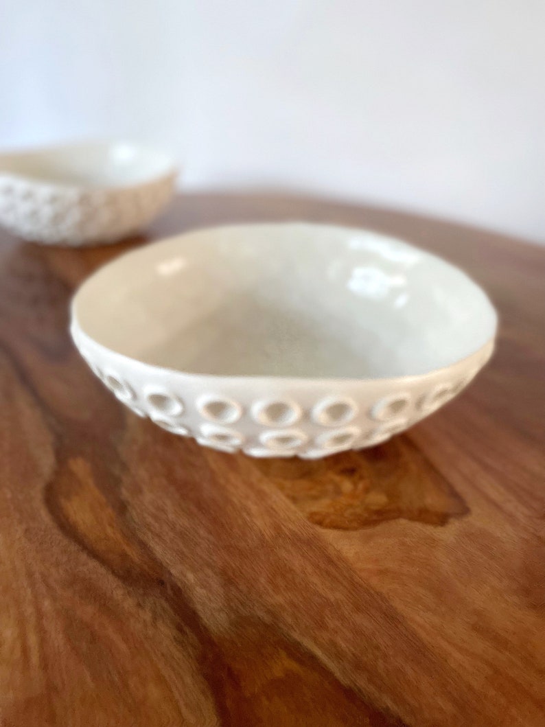 Large Snowflake White Lotus Bowl White Ceramic Bowl, Ring Dish, Trinket Dish image 2