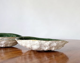 Large Emerald Green Abalone Bowl - Gold Trim, Abalone Shell,  Beach Decor,  Ring Dish, Trinket Dish, Soap Dish,  Gold Small Bowl