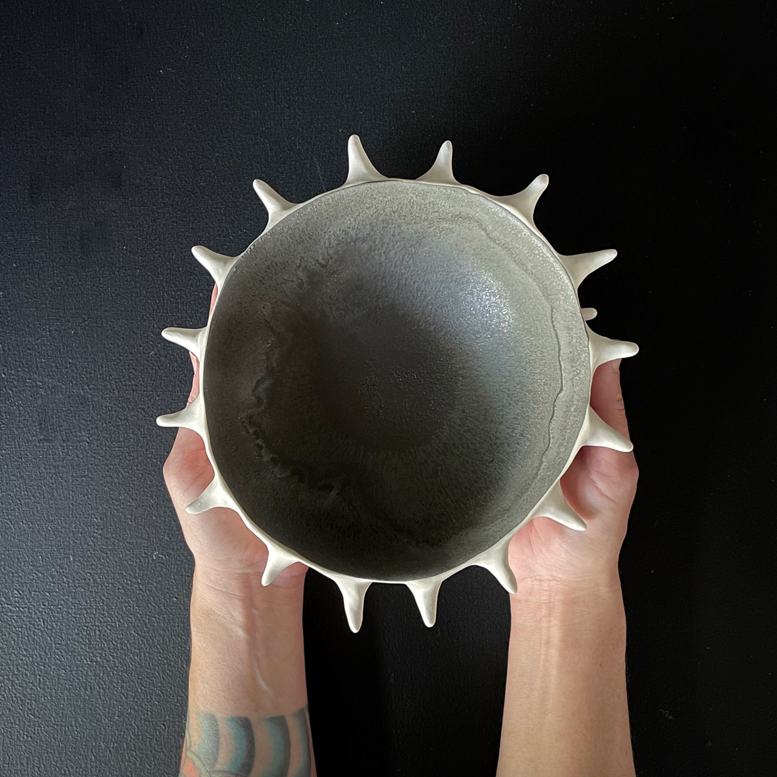 Bol de Conque Au Charbon Bois - Bol Service, Sculptural, en Céramique, Noir et Blanc, Décoratif, à F