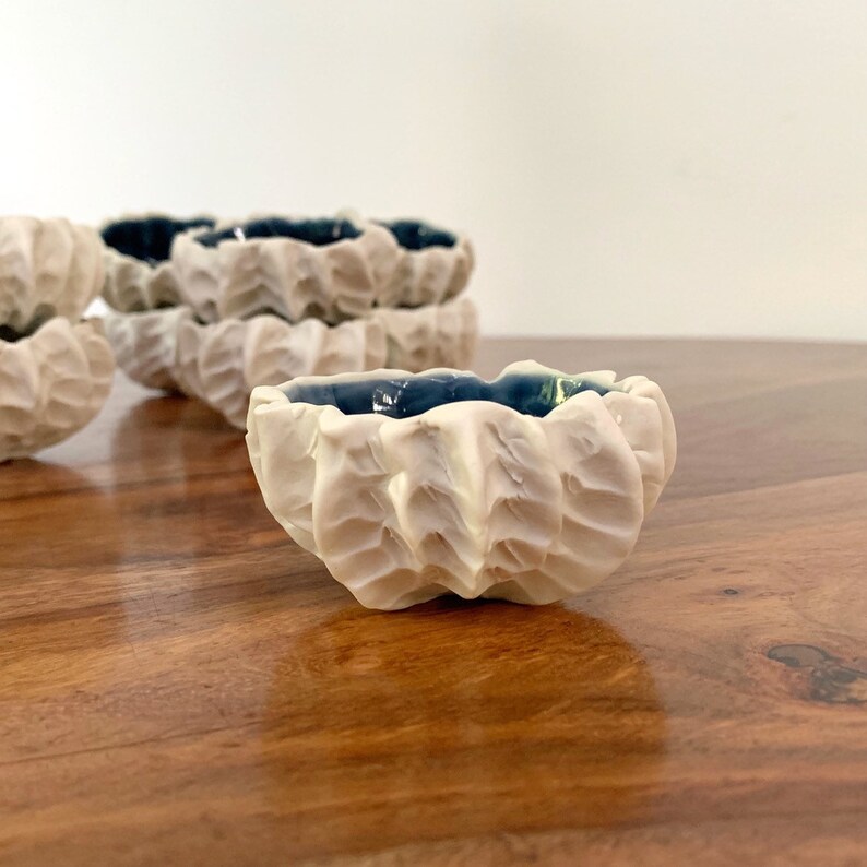 Tiny Scallop Bowl Navy Blue Pinch Bowl Salt Dish Ceramic Etsy