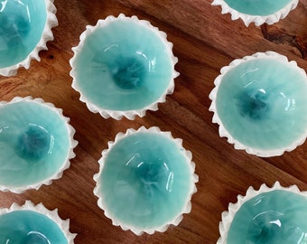 Small Blue Scallop Bowl - Small Ceramic Bowl, Ceramic Ring Dish, Small Porcelain Dish