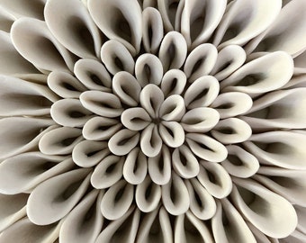Dahlia -  MADE TO ORDER - Textured Decorative Wall Tile Sculpture - Porcelain Wall Sculpture - Luxe Micro Tile