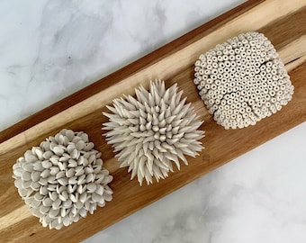 Micro Tile Trio  - Organic Ceramic Wall Art Sculpture, Texture Porcelain Tiles