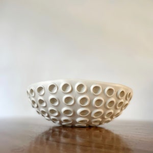 Large Snowflake White Lotus Bowl White Ceramic Bowl, Ring Dish, Trinket Dish image 5