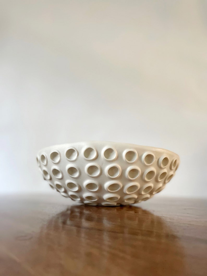 Large Snowflake White Lotus Bowl White Ceramic Bowl, Ring Dish, Trinket Dish image 5