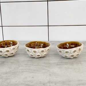 Little Lotus Bowl, Amber Pinch Bowl, Salt Dish, Ceramic Ring Dish, Small Porcelain Bowl image 8