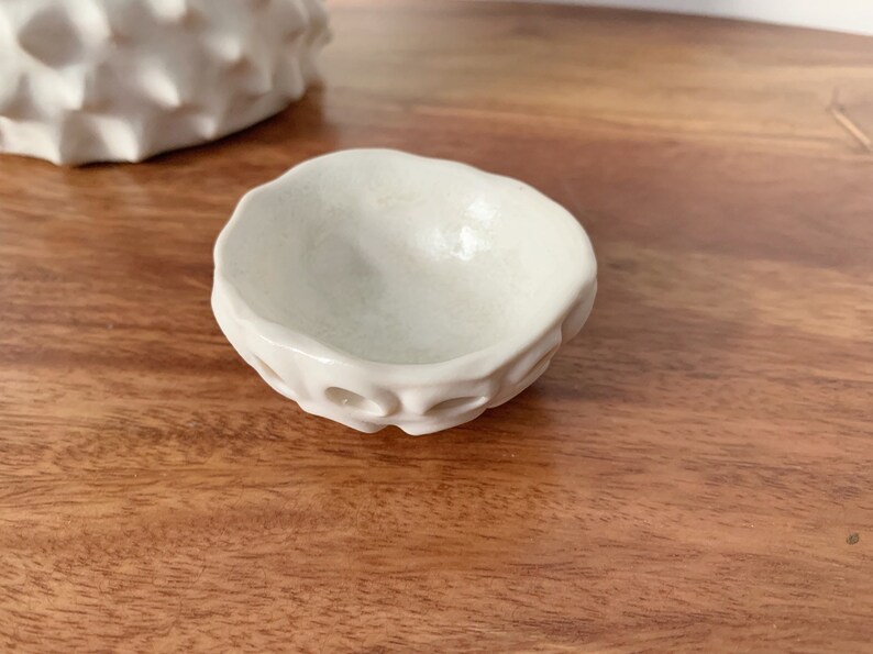 Little Lotus Bowl, White Pinch Bowl, Salt Dish, Ceramic Ring Dish, Small Porcelain Bowl image 3