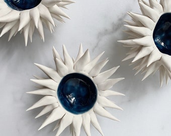 Navy Blue Urchin Bowl - Small Ceramic Bowl, Handmade Pottery, Ceramic Sea Urchin
