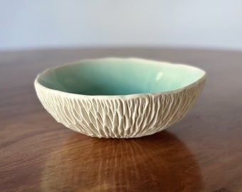 Medium Blue Geode Bowl  - Copper Blue , Modern Ceramic Bowl, Handmade Pottery, Gift for Her, Trinket Dish, Jewelry Dish