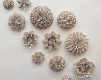 Parterre – MADE TO ORDER - White Porcelain Floral Wall Installation | Sculptural Ceramic Wall Art | Organic Modern Statement Piece