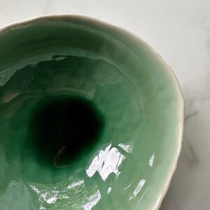 Jade Green Medium Geode Bowl Green and White Ceramic Bowl, Handmade Pottery Bowl, Catch All, Soap Dish image 5