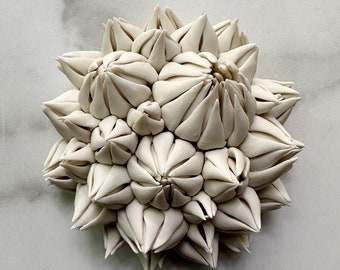 Protea Porcelain Mini Wall Sculpture -  Textured Porcelain Wall Art, White Ceramic Sculpture