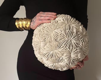 Gran escultura mural de porcelana Alcyon de 30 cm, cerámica texturizada / Coral hongo