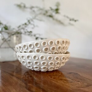 Large Snowflake White Lotus Bowl White Ceramic Bowl, Ring Dish, Trinket Dish image 6