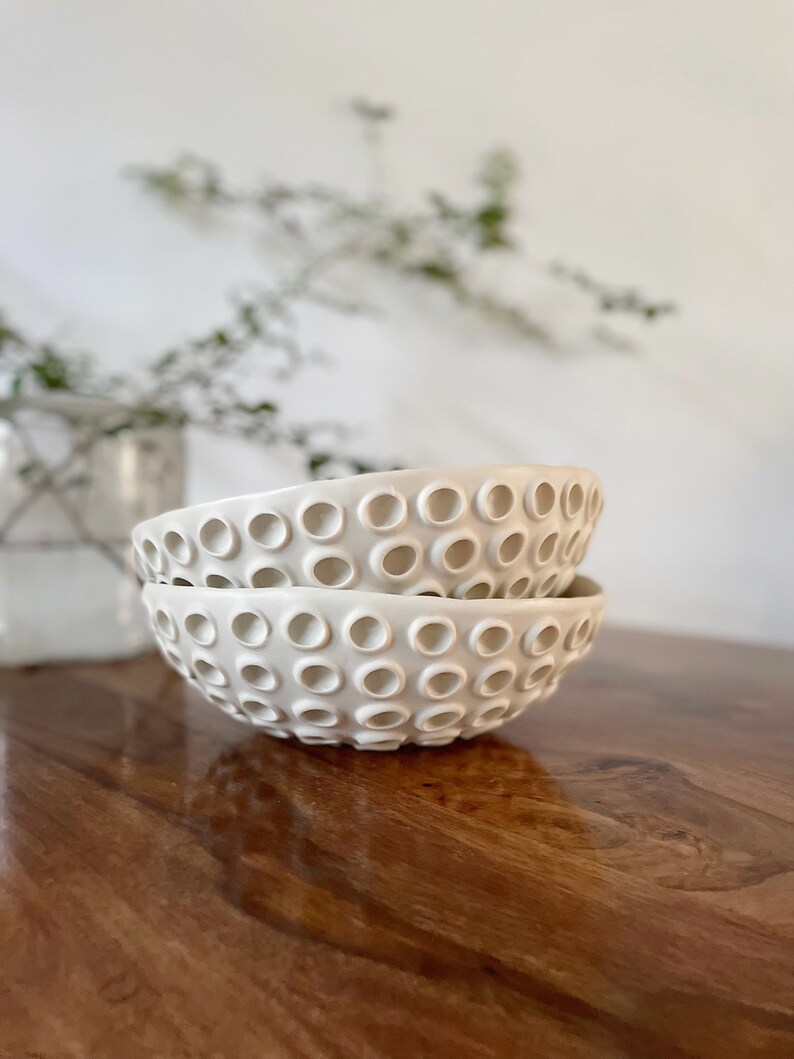Large Snowflake White Lotus Bowl White Ceramic Bowl, Ring Dish, Trinket Dish image 6