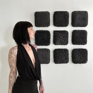 The Classic Black - Organic Wall Installation - MADE TO ORDER - Porcelain  Wall Art , Ceramic Sculpture