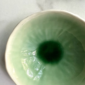 Small Jade Green Geode Bowl Handmade Ceramic Decorative Bowl, Textured Porcelain Ring Dish image 8