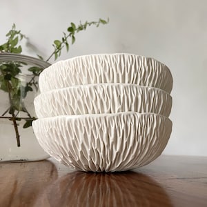 Medium Geode Bowl Snowflake White Ceramic Bowl, Hostess Gift, Gift for Her, Handmade Pottery, Porcelain Bowl image 4
