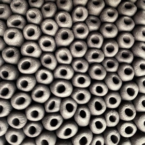 Lichen  - Black Porcelain Micro Tile  - Ceramic Wall Sculpture,  Porcelain Wall Art, Black Sculpture