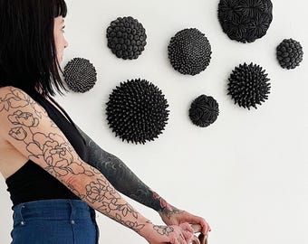 Black Tide, Porcelain Wall Art - MADE TO ORDER - Coastal Coral Sculpture Installation