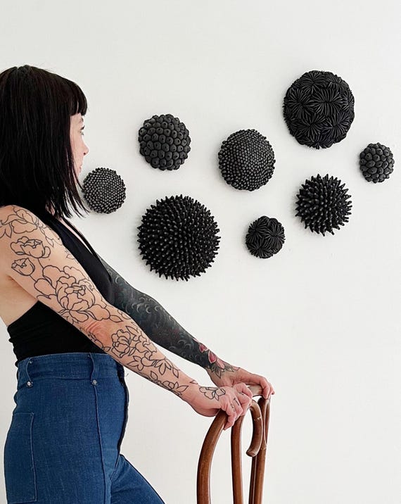 Black Tide Porcelain Ocean-Inspired Wall Installation
