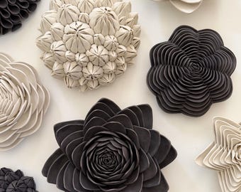 Parterre Dualité – MADE TO ORDER -  Black & White Porcelain Floral Wall Installation | Sculptural Ceramic Wall Art