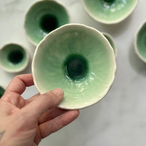 Small Jade Green Geode Bowl Handmade Ceramic Decorative Bowl, Textured Porcelain Ring Dish image 1