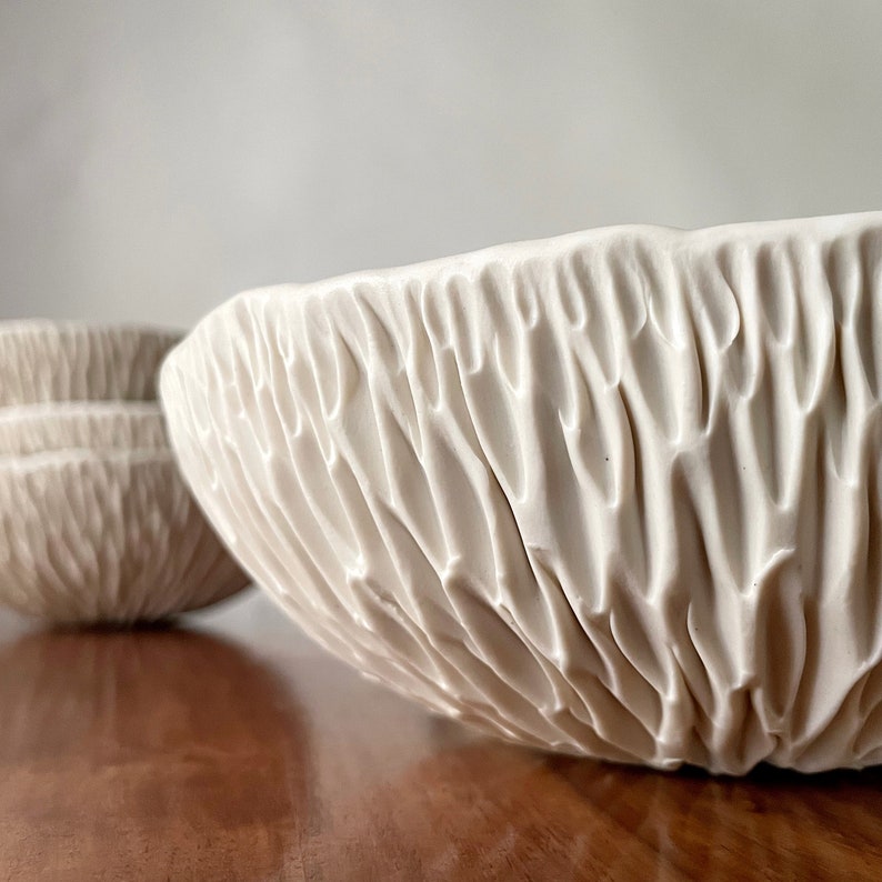 Medium Geode Bowl Snowflake White Ceramic Bowl, Hostess Gift, Gift for Her, Handmade Pottery, Porcelain Bowl image 3