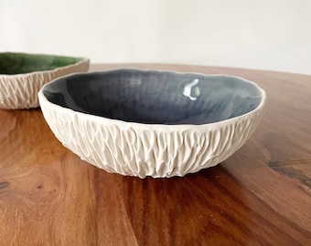 SALE - Medium Gray Geode Bowl  - Gray Crackle , Modern Ceramic Bowl, Handmade Pottery, Gift for Her, Trinket Dish, Jewelry Dish