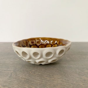 Small Amber Lotus Bowl Small Carved Ceramic Bowl, Ring Dish, Pinch Bowl, Trinket Dish image 4