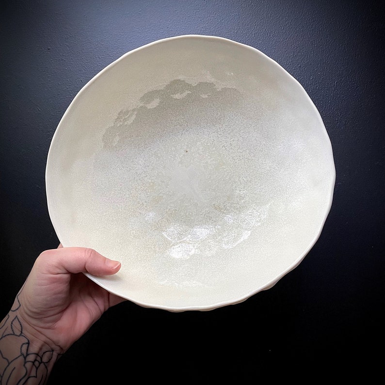 Large Snowflake White Lotus Bowl White Ceramic Bowl, Ring Dish, Trinket Dish image 7