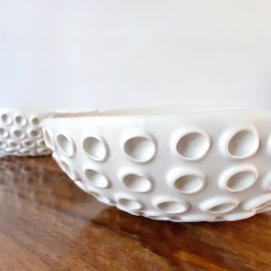 Large Snowflake White Lotus Bowl White Ceramic Bowl, Ring Dish, Trinket Dish image 3