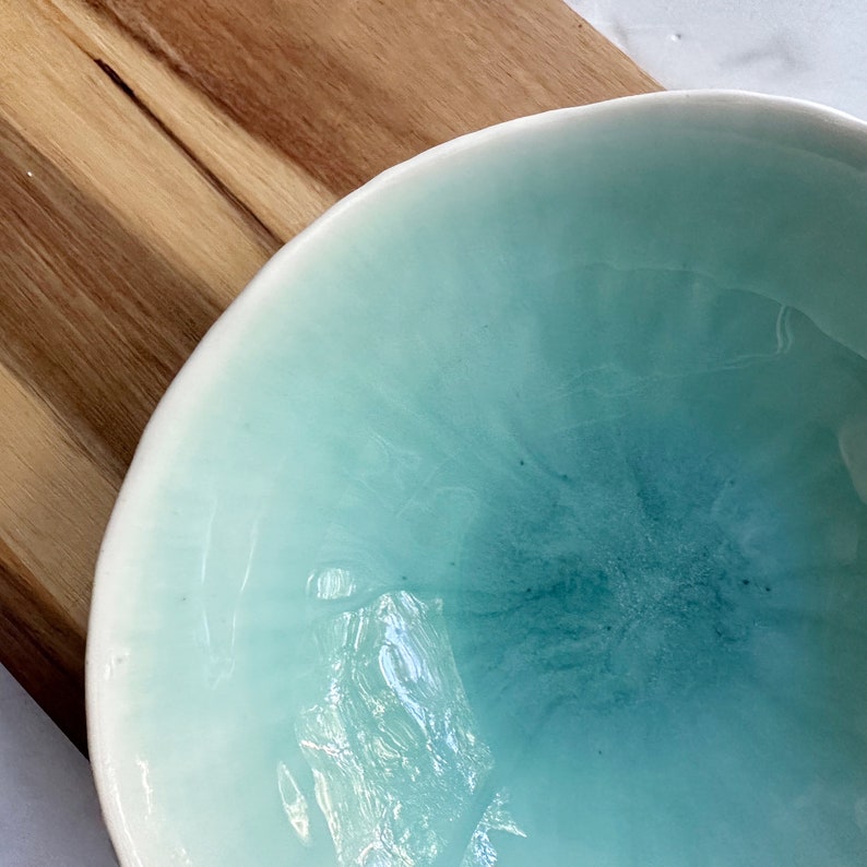 Medium Blue Geode Bowl Copper Blue , Modern Ceramic Bowl, Handmade Pottery, Gift for Her, Trinket Dish, Jewelry Dish image 8