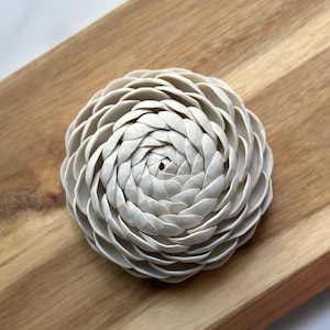 Porcelain Mini Wall Sculpture - Ranunculus - Porcelain Wall Art, White Ceramic Sculpture, Textured Wall Tile