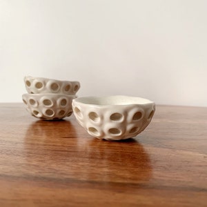 Little Lotus Bowl, White Pinch Bowl, Salt Dish, Ceramic Ring Dish, Small Porcelain Bowl image 2