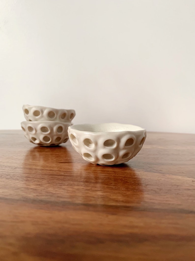 Little Lotus Bowl, White Pinch Bowl, Salt Dish, Ceramic Ring Dish, Small Porcelain Bowl image 2