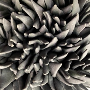 Succulent - Black Micro Tile - Black Porcelain Wall Art, Ceramic Wall Sculpture, modern decor