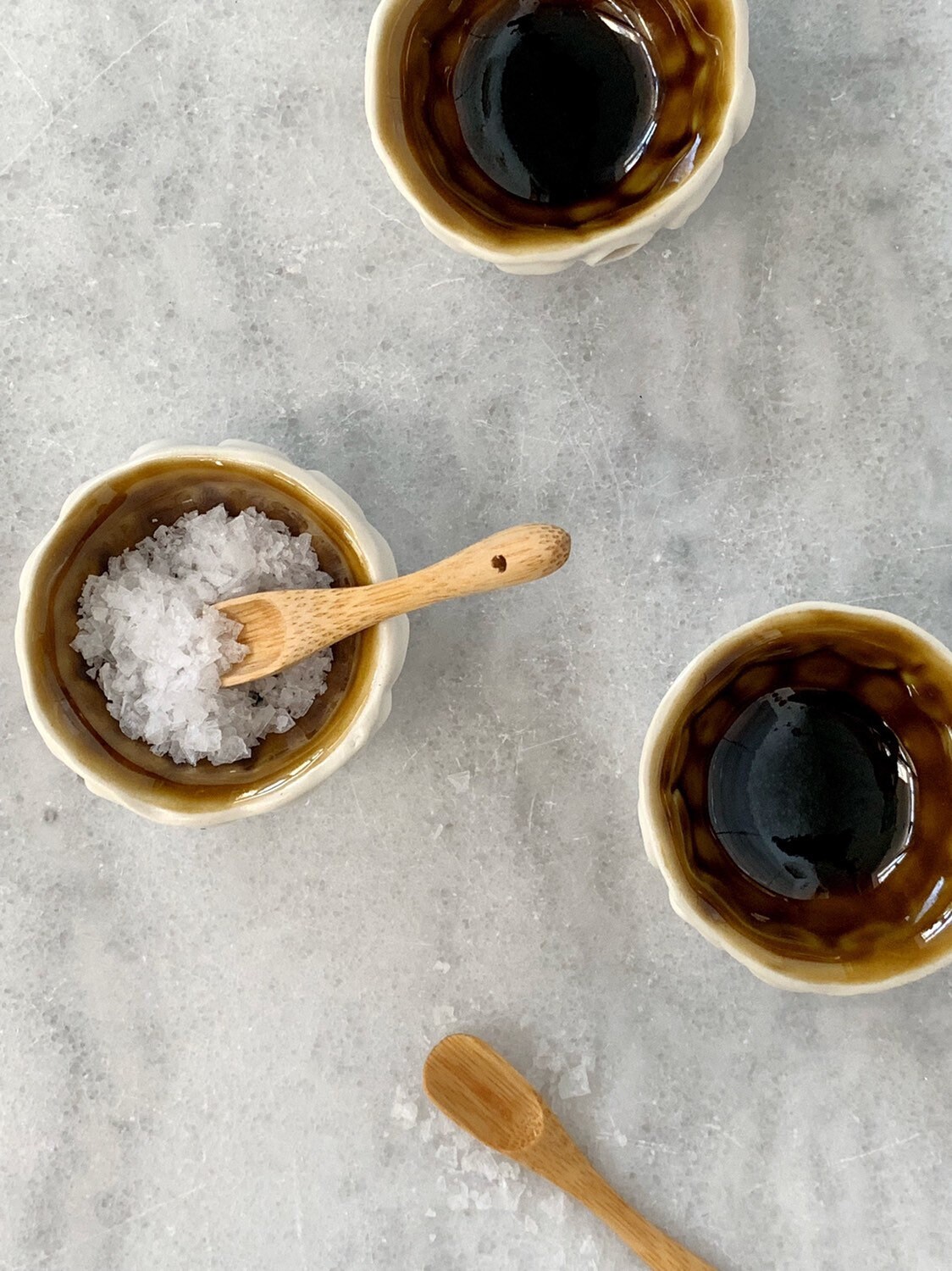 Petit Bol de Lotus, Ambre - à Pincer, Plat Sel, en Anneau Céramique, Petit Porcelaine