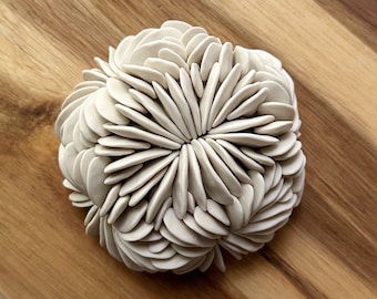 Porcelain Mini Wall Sculpture - Mushroom Coral - Porcelain Wall Art, White Ceramic Sculpture, Textured Wall Tile