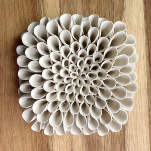Dahlia Micro Tile  - Textured Decorative Wall Tile Sculpture - Porcelain Wall Sculpture