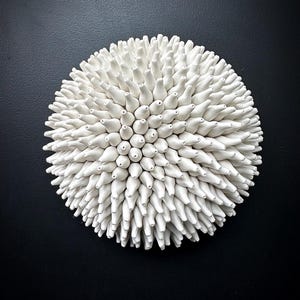 SALE -  Reef - Large Textured  Wall Tile, Ceramic Wall Sculpture, Porcelain Wall Tile, White Textured Wall Art