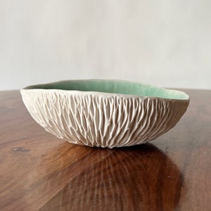 Jade Green Medium Geode Bowl Green and White Ceramic Bowl, Handmade Pottery Bowl, Catch All, Soap Dish image 8