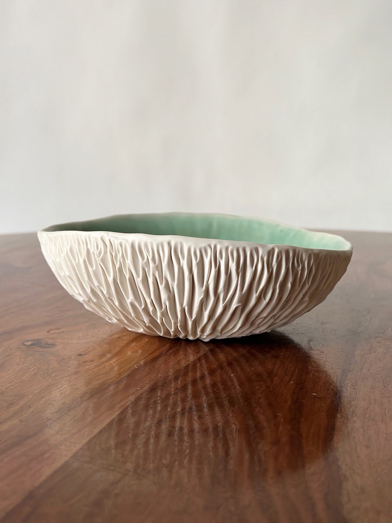 Jade Green Medium Geode Bowl Green and White Ceramic Bowl, Handmade Pottery Bowl, Catch All, Soap Dish image 8
