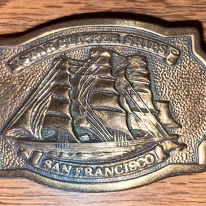 Vintage solid brass Belt buckle San Francisco boat USA
