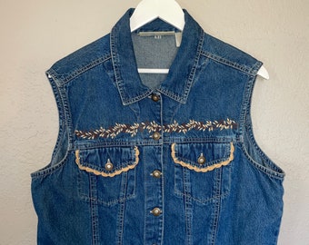 SALE SALE Vintage 90s Jean floral vest size Large